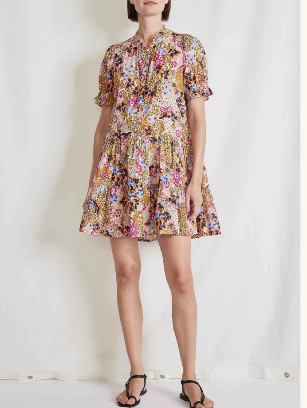 Apiece Apart Las Alturas Floral-Print‎ Puff-Sleeve Mini Dress XS